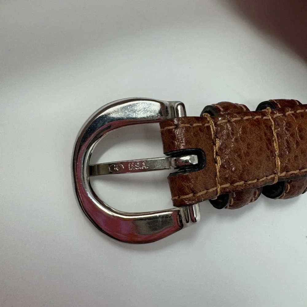 Brown Leather Women's Belt Top Grain Made in India Brown Pebbled 3/4